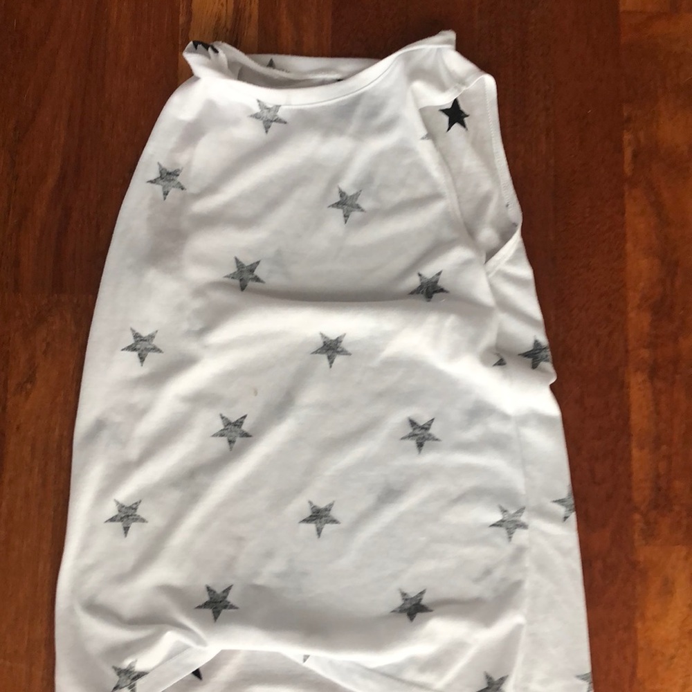White and black star long tank top